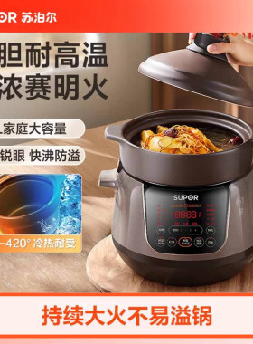 苏泊尔电炖锅中华炽陶家用煲汤大功率多功能大容量智能预约电砂锅