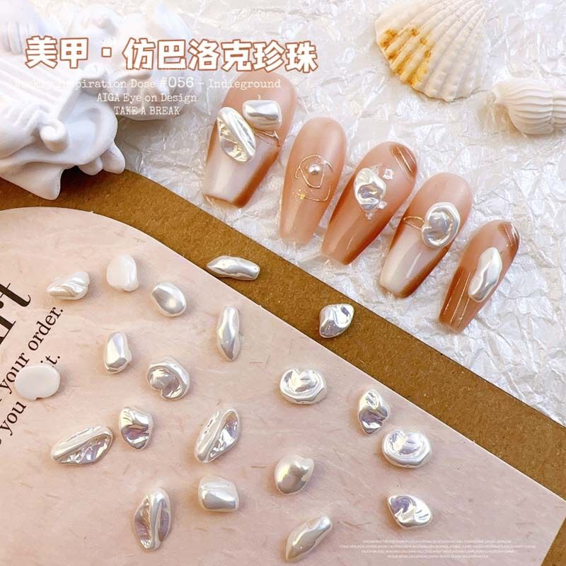 新款巴洛克珍珠不规则异型美甲饰品复古轻奢风仿贝质感指甲装饰品,珠宝/钻石/翡翠,手饰,淘宝优惠券,粉丝福利购,淘宝优惠卷