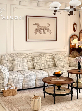 法式复古风多巴胺奶油风直排莫奈布艺沙发三人位设计师客厅家具