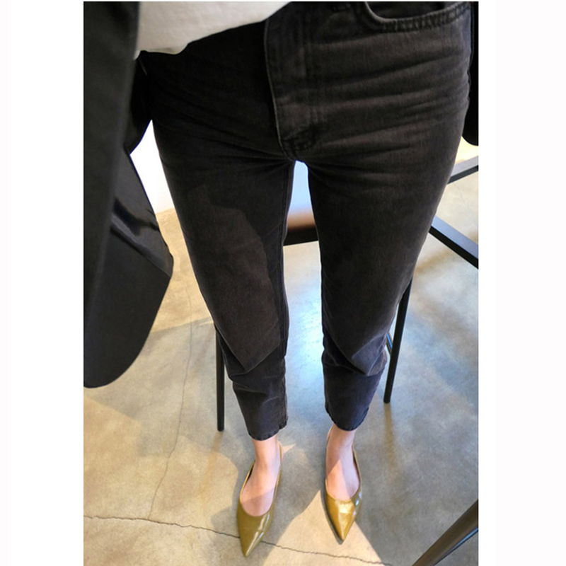 灰色小直筒牛仔裤女九分2022春秋新款韩版高腰显瘦宽松八分烟管裤