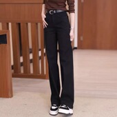 直筒裤 小个子梨形身材显瘦加长窄版 女2026年春夏新款 黑色牛仔裤