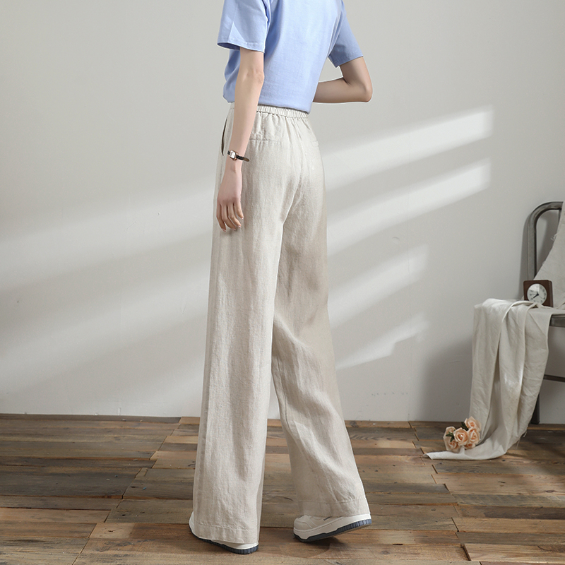 100%纯亚麻高品质休闲女裤