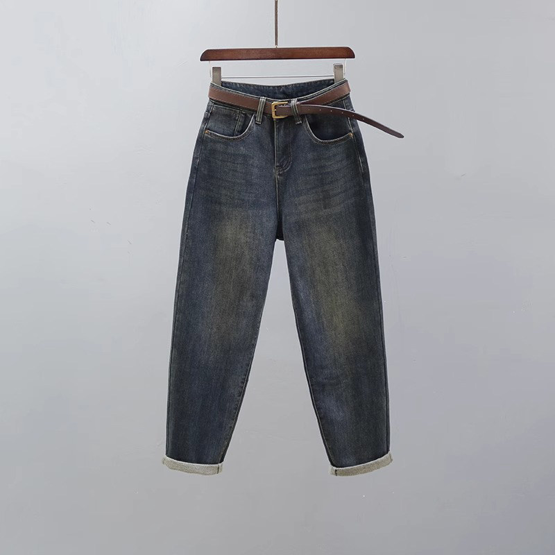 高品质显瘦高腰哈伦牛仔裤