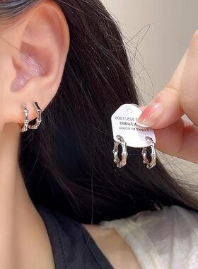 s925银针 耳饰【四件套】简约竹节耳扣气质百搭个性精致圈圈-8341