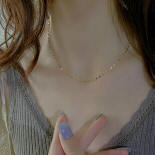 18k金素链项链2024新款爆款锁骨链女高级感链子配饰钛钢不掉色春
