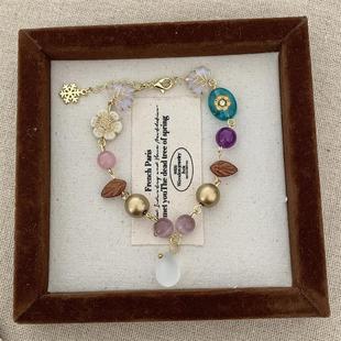 中古vintage仿月光石雪花串珠手链轻奢高级感独特小众设计手串