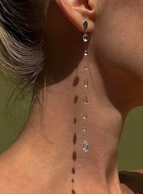 绝美手作悬浮流苏露珠耳饰项链