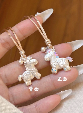 珐琅小马项链女小众设计感马年本
