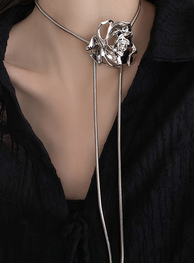 ins冷淡风玫瑰花项链女