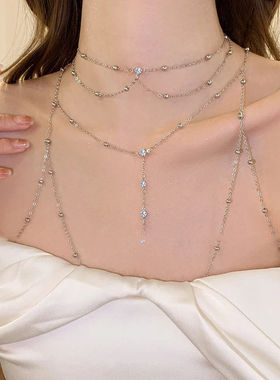 纯欲胸链身体链欧美bodychain性感项链比基尼bikini锁骨后背链女