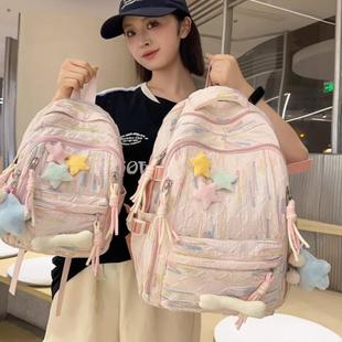 森系大容量背包高中小学生时尚 高颜值书包女初中生韩版 轻便双肩包