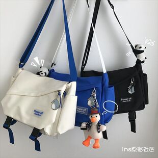 韩版百搭ins风时尚单肩斜挎包男潮牌大学生上课情侣邮差包书包