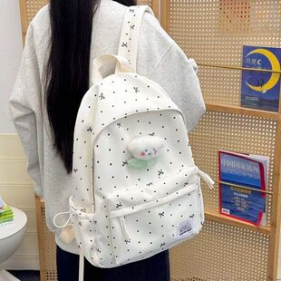 书包初中女生少女心氛围感波点蝴蝶结百搭高颜值女学生双肩包高中