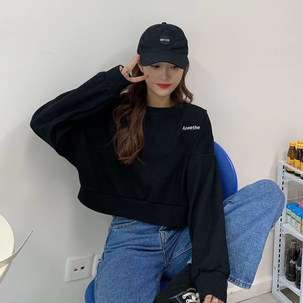 棉短款卫衣女潮ins春秋季新款卫衣/绒衫