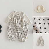 背带裤 外穿婴儿衣服波点婴幼儿打底衫 两件套 春季 女宝宝巨好看套装