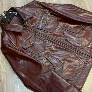 非常板正 男士 2001现货 新款 马皮皮衣棕色复古潮牌春季