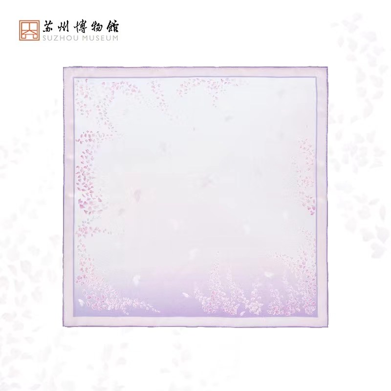 苏州博物馆烟笼紫藤真丝方巾
