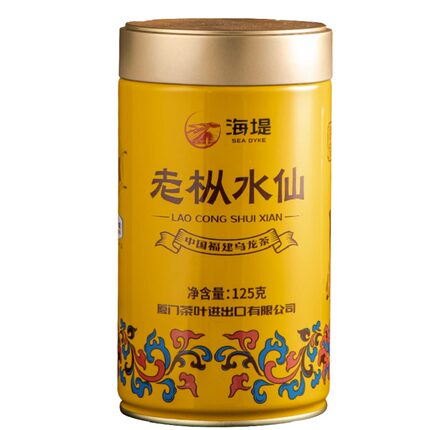 海堤新品黄罐AT102A老枞水仙乌龙茶叶浓香型125g/1罐武夷岩茶正品