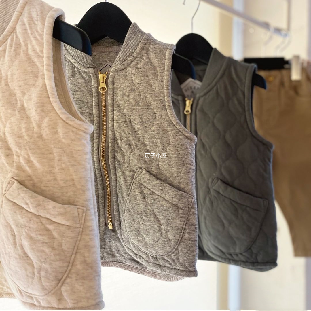 日系夹棉秋冬柔软保暖马甲背心
