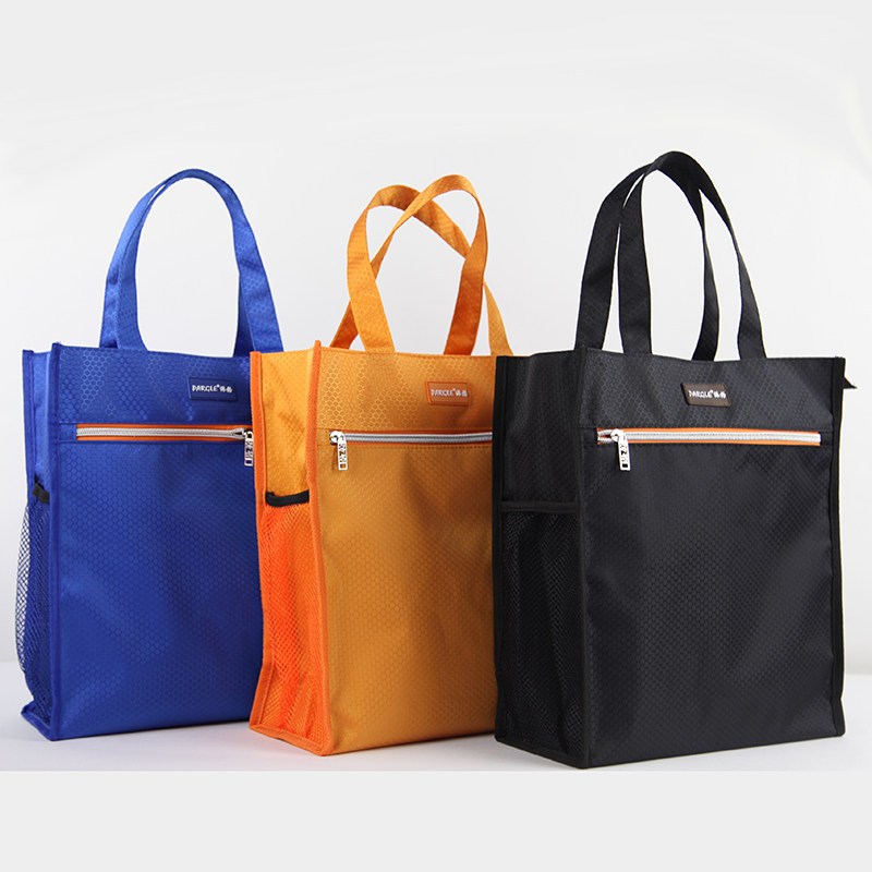 韩版手提资料袋男女学生大容量防水加厚文件袋帆布拉链袋饭盒袋