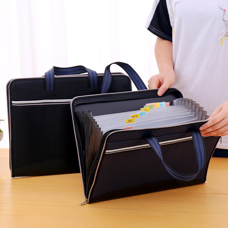 A4文件夹多层风琴包学生用试卷收纳卷子帆布拉链手提资料袋高中生
