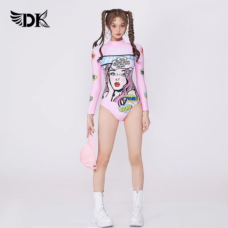 DK泳衣女2025年新款爆款连体泳装海边度假长袖防晒冲浪专业潜水服