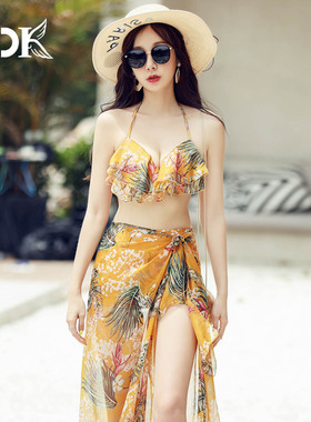DK比基尼泳衣女高级感2025新款爆款游泳衣海边度假分体泳装三件套