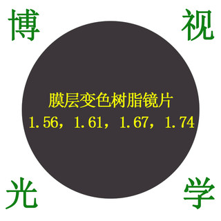 博视1.56，1.61，1.67，1.74非球面防蓝光膜层变色灰镜片二片价