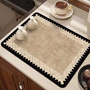 中古风厨房沥水垫台面防滑垫咖啡机专用吸水垫美式复古硅藻泥餐垫