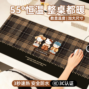 复古加热桌垫办公室3c认证冬季暖手电脑桌面垫书桌防水超大鼠标垫