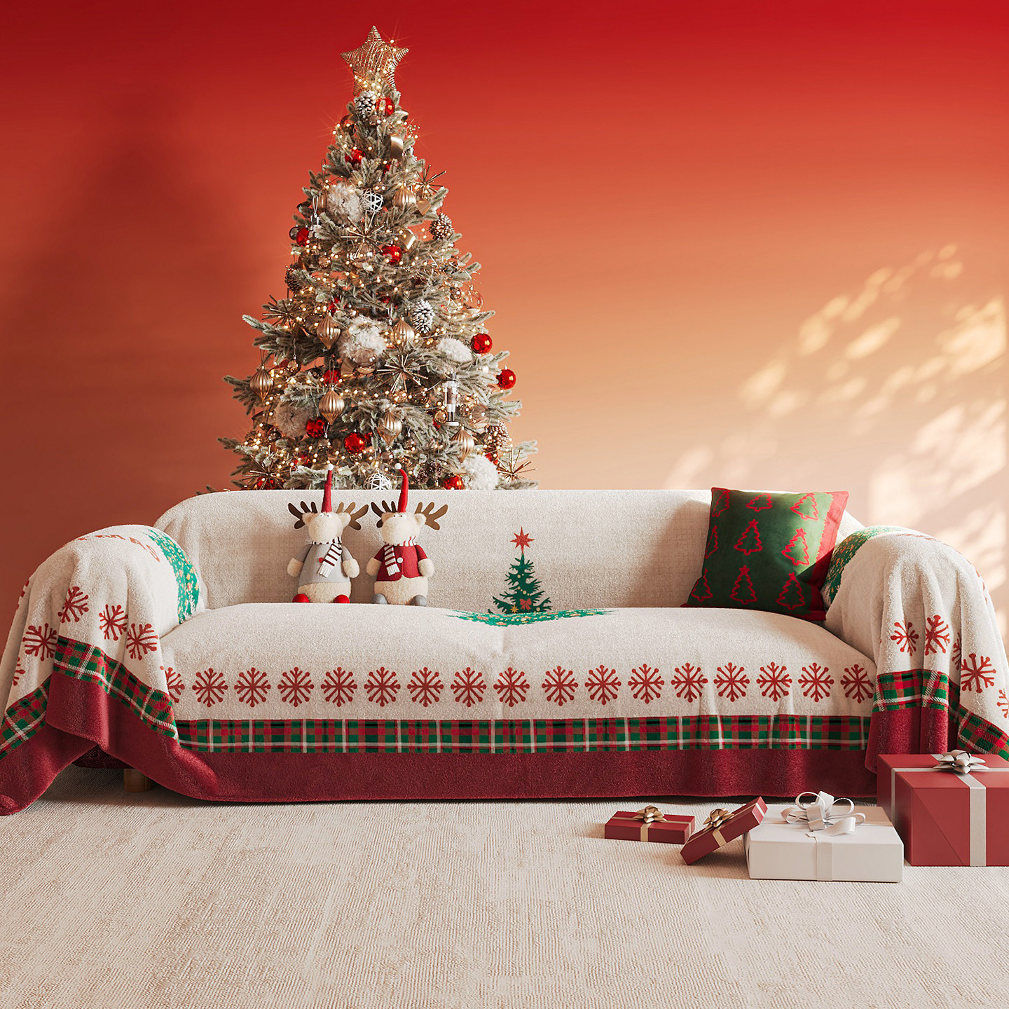 圣诞沙发巾轻奢高级感2025年新款沙发垫一整张全盖防猫抓沙发盖布,居家布艺,沙发套,淘宝优惠券,粉丝福利购,淘宝优惠卷