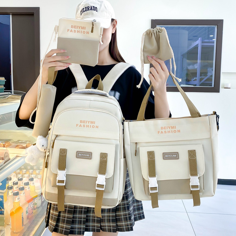 五件套书包女小学生韩版初中三到六年级背包双肩包超轻便防水护脊
