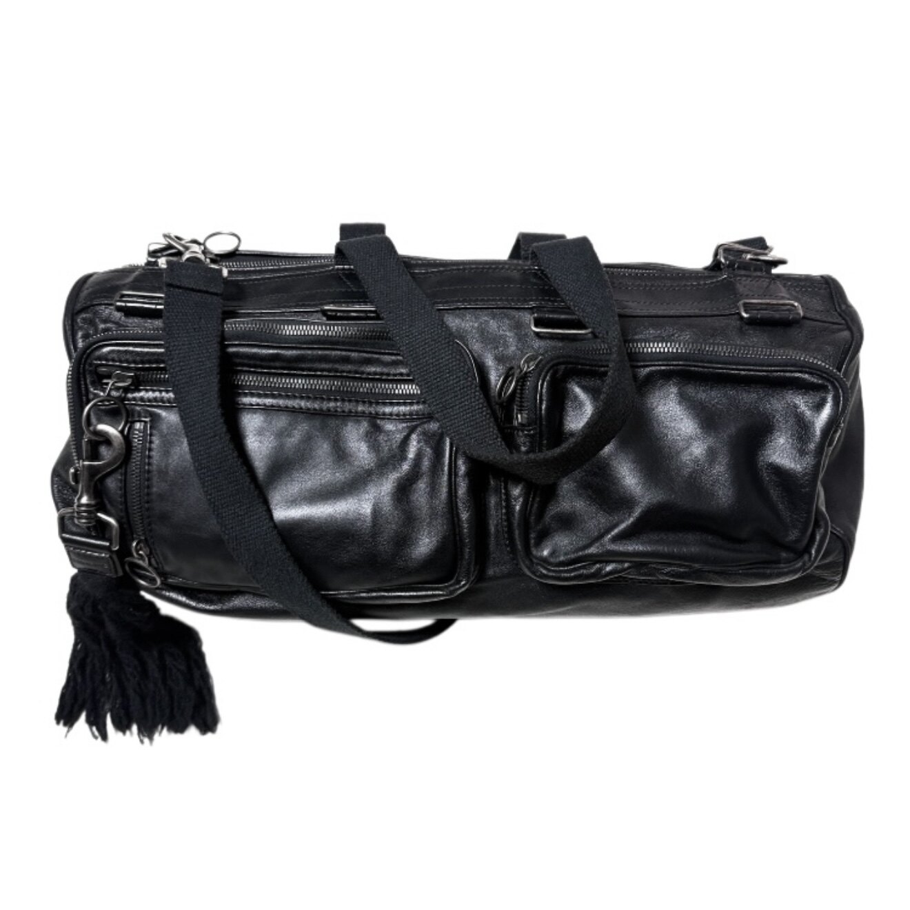 thumbnail for Oriental Dragon Sama DH style HOMME black, silver, white sheepskin tassel motorcycle bag defflebag