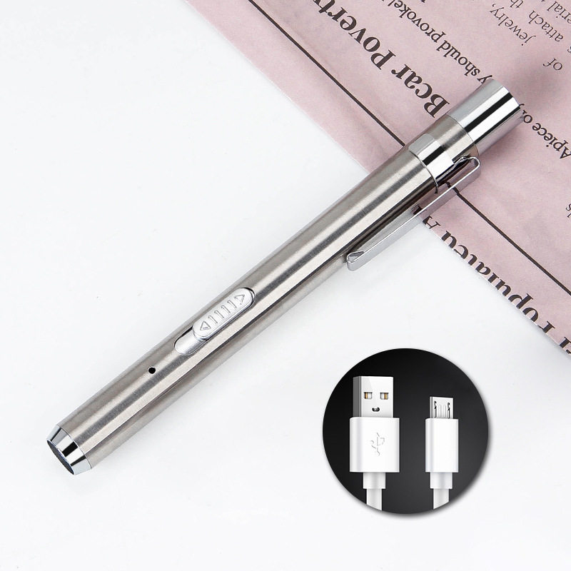 小手电充电便携黄白双光源笔式刻字logo瞳孔医生专用迷你手电筒