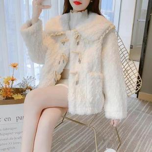 羊羔毛毛绒风毛加绒外套女冬季 感娃娃领加厚大衣 2025新款