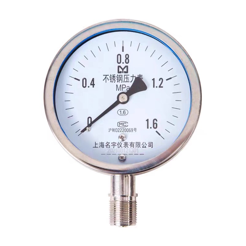 Y100BF不锈钢316L压力表防腐耐高温4分水压油压液压气压表1.6MPA