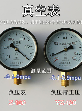 负压表 -0.1-0Mpa 0.06/0.15/0.3 真空表负压表压力表 真空压力表