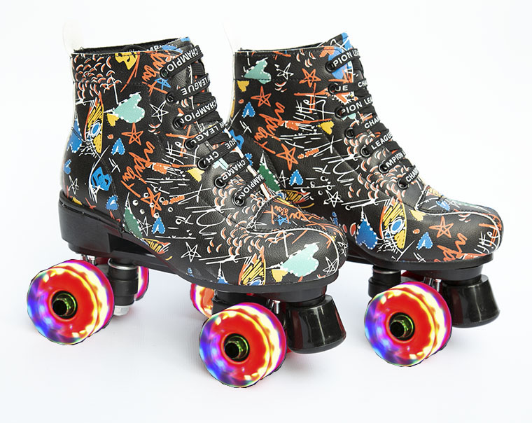溜冰鞋成年双排滑轮男女旱冰场专用四轮滑冰鞋儿童大人发光轮滑鞋