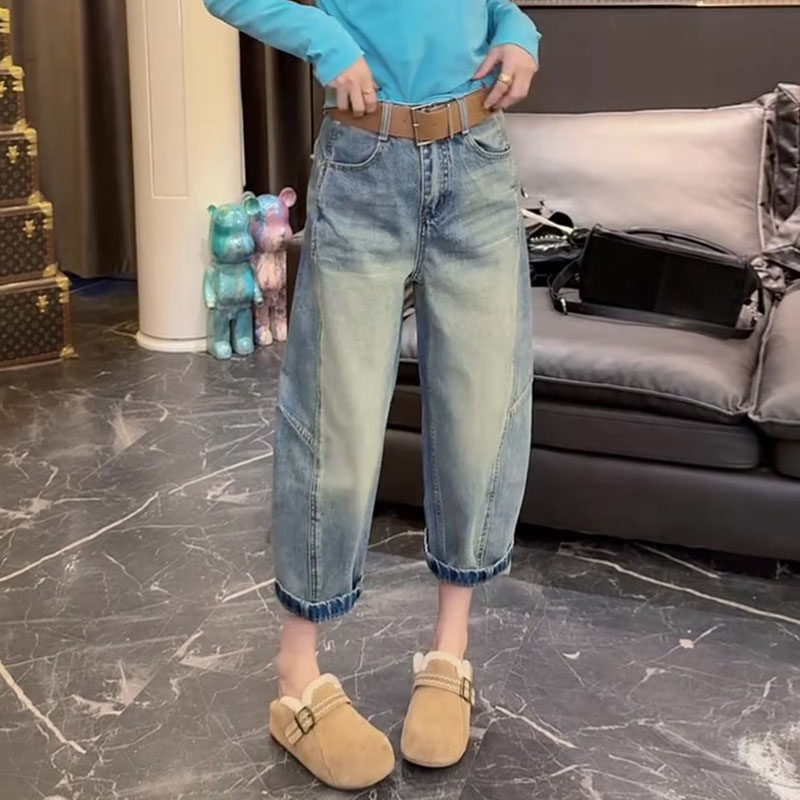 今年流行爆款2026春新款梨形身材高腰宽松洗水弯刀阔腿九分牛仔裤,女装/女士精品,牛仔裤,淘宝优惠券,粉丝福利购,淘宝优惠卷