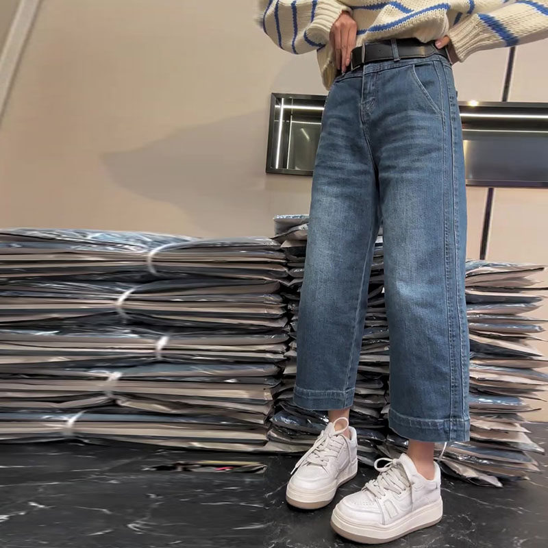 今年流行爆款2026春新款梨形身材高腰宽松直筒洗水九分阔腿牛仔裤,女装/女士精品,牛仔裤,淘宝优惠券,粉丝福利购,淘宝优惠卷