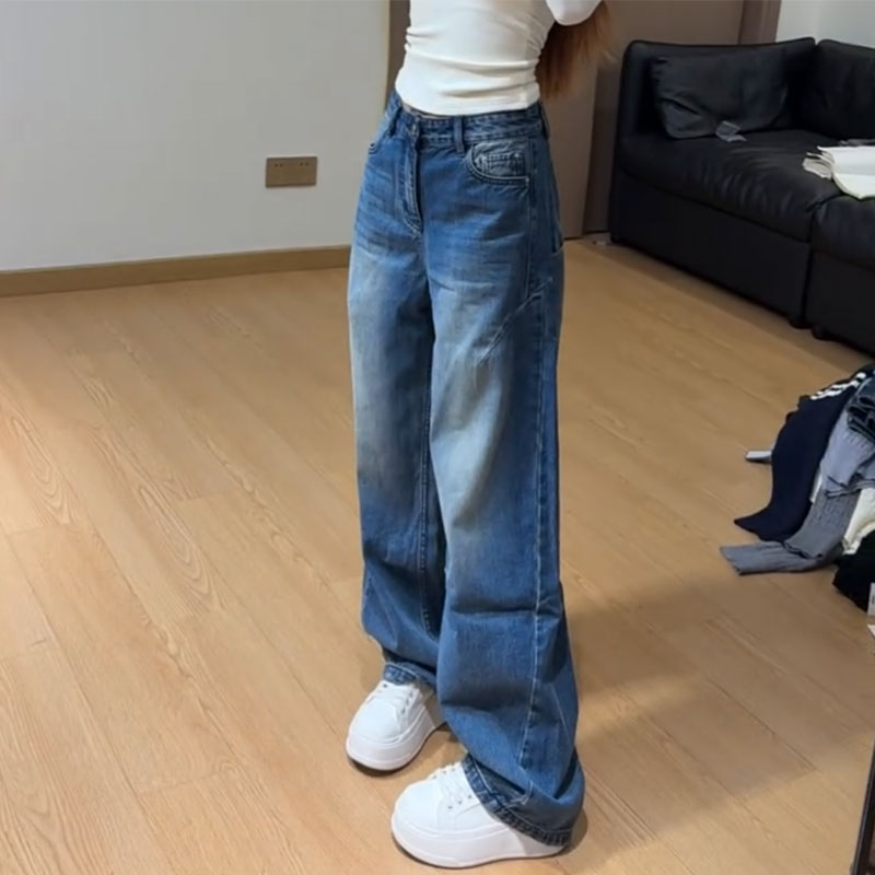 欧货高品质2025秋冬新款今年流行爆款高腰宽松直筒阔腿牛仔裤子女