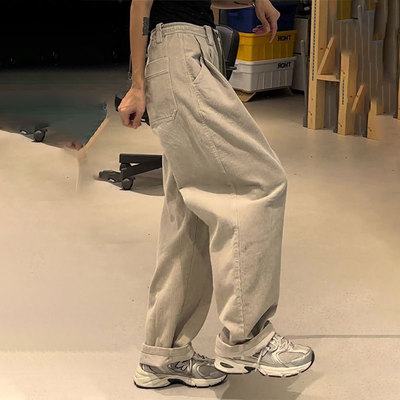 欧货2025秋冬新款今年流行爆款高腰宽松阔腿弯刀灯芯绒休闲裤子女