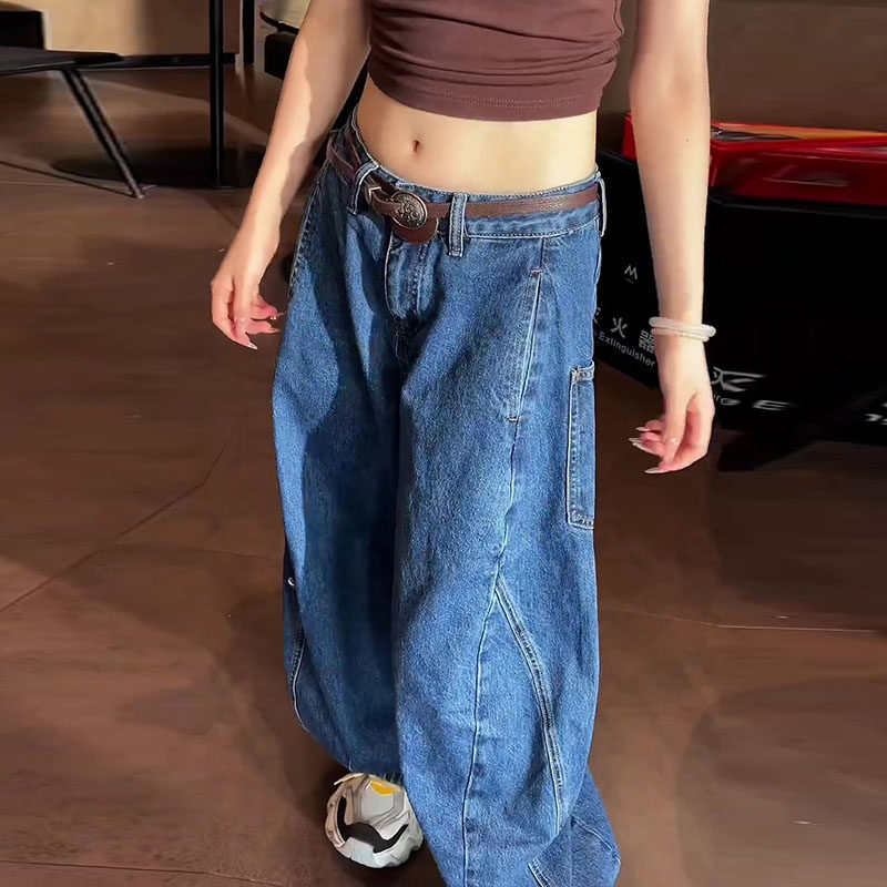 美式设计感2025秋新款今年流行爆款高腰宽松直筒弯刀阔腿牛仔裤女,女装/女士精品,牛仔裤,淘宝优惠券,粉丝福利购,淘宝优惠卷