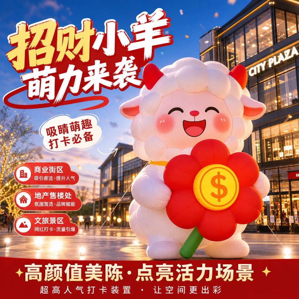 大型发光充气小羊卡通气模定制图片
