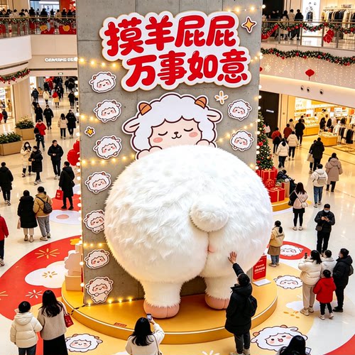 巨型毛绒小羊屁股网红美陈定制