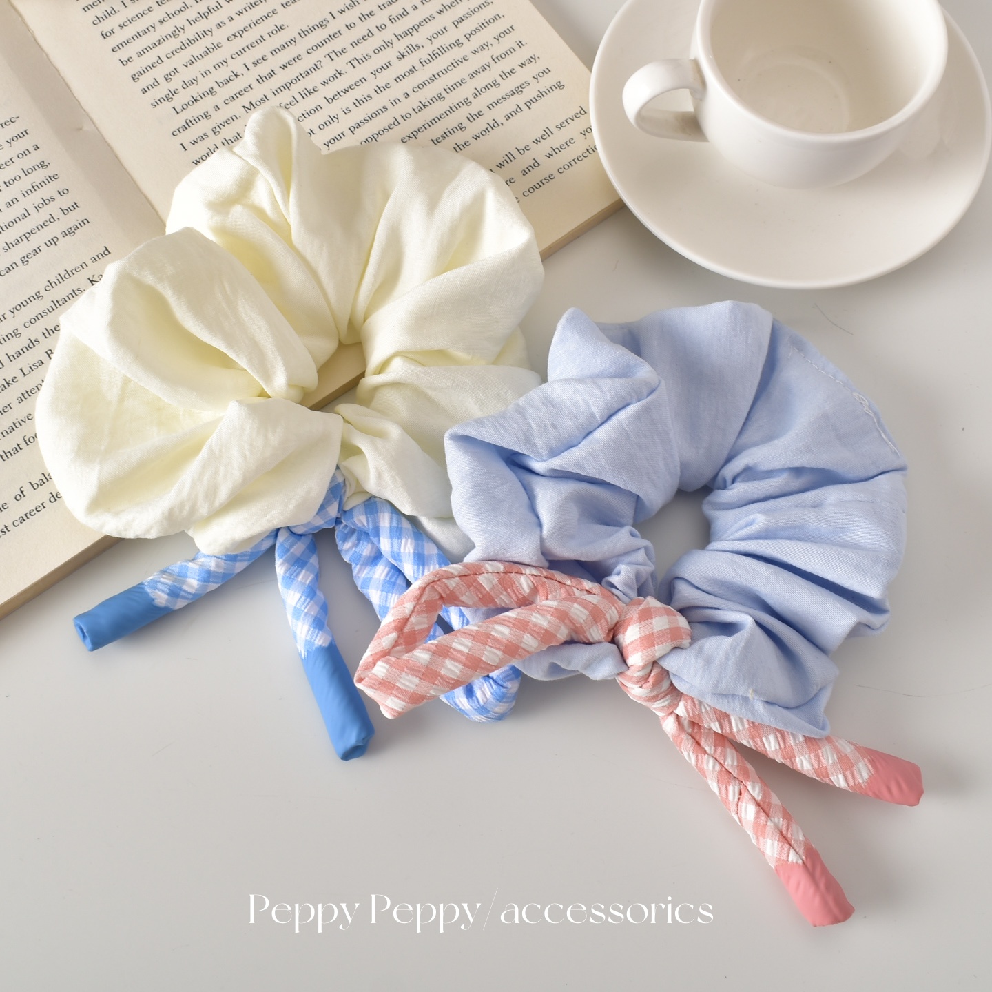 韩系清新撞色绳结丸子头大肠发圈