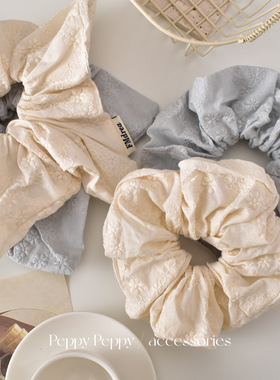 PeppyPeppy日韩系蕾丝刺绣感大肠发圈发饰复古百搭提花头绳发饰女