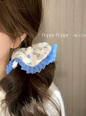 PeppyPeppy韩系超大碎花花边大肠发圈女甜美少女扎头发丸子头发饰