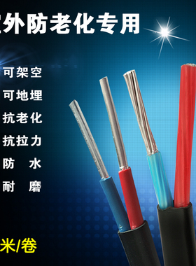 国标农网户外防老化2.5 4 6 10 16 25平方2芯铝线芯国标护套电线