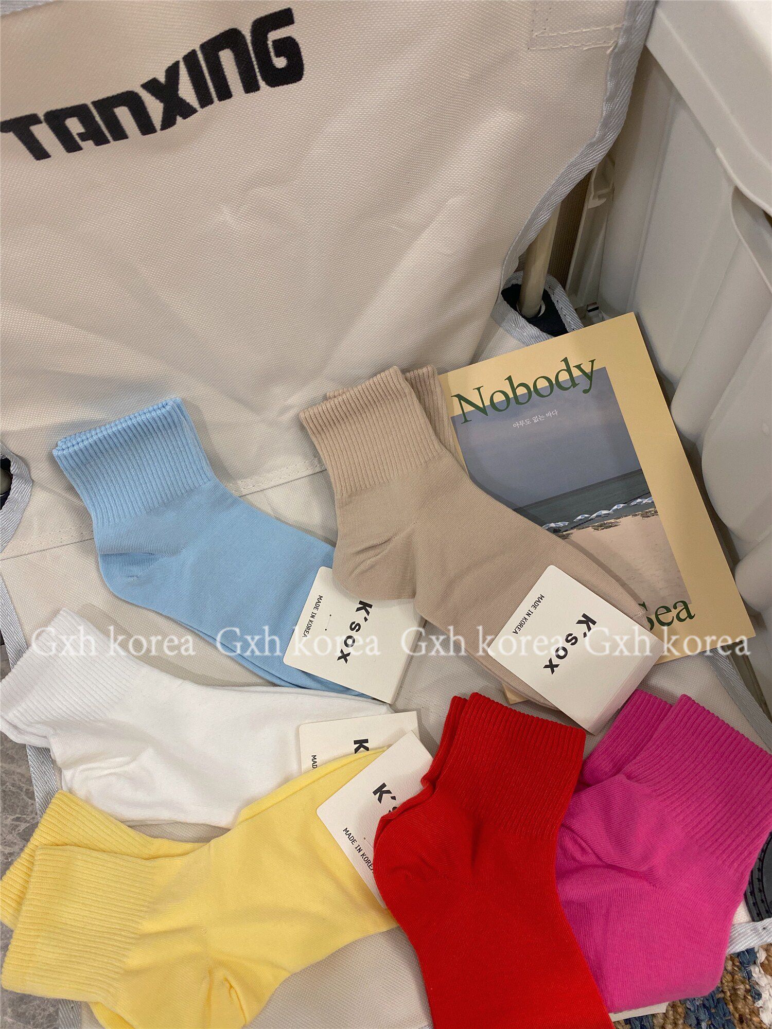 韩国现货~k.sox奶味百搭纯色女士袜棉质舒适短袜女袜多色洋气袜子
